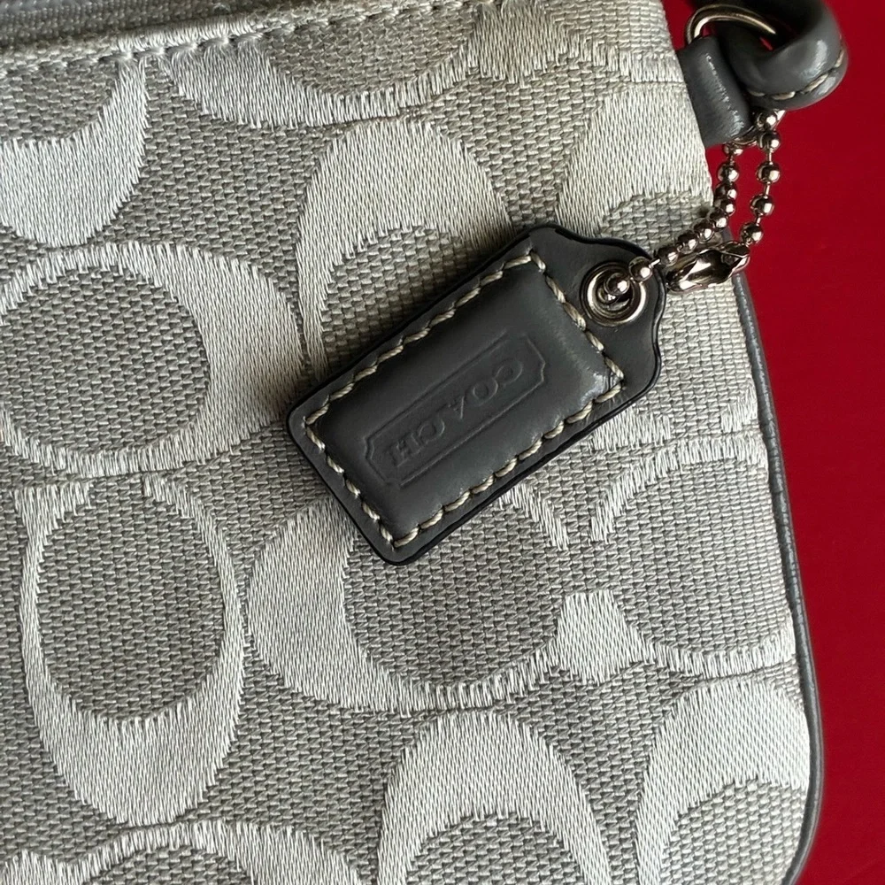 Coach Silver Signature Wristlet